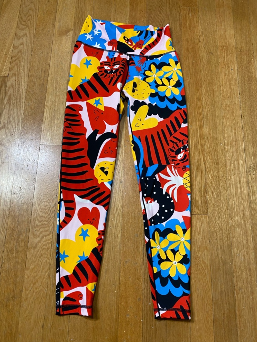 Adidas Believe This 7/8 Tights Colorful Graphic Tiger Floral Print Leggings S - Picture 5 of 14